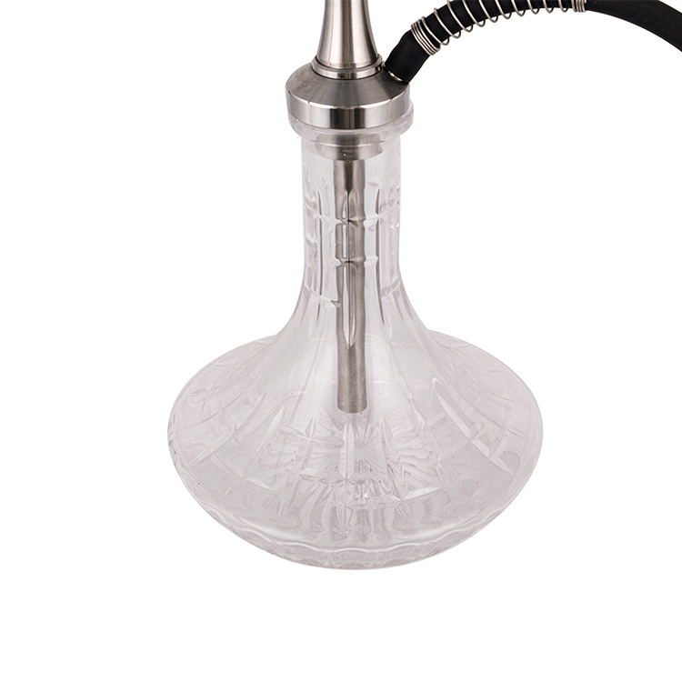 Hookah Poll Aonair Cruach Dhosmálta Silver Gloine Patrúnáilte 58cm