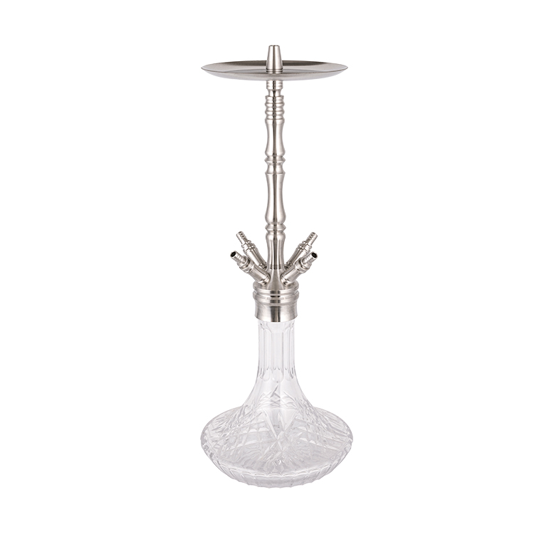 Hookah Ceithre Poll Cruach Dhosmálta Silver Gloine Patrúnáilte 64cm