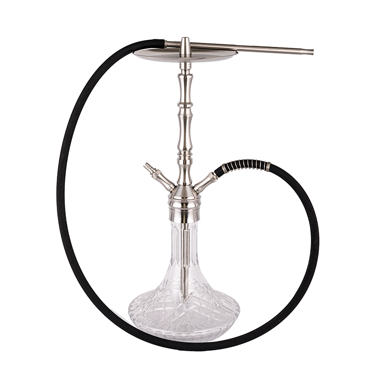 Hookah Dhá Pholl Cruach Dhosmálta Airgid Gloine Patrúnáilte 64cm