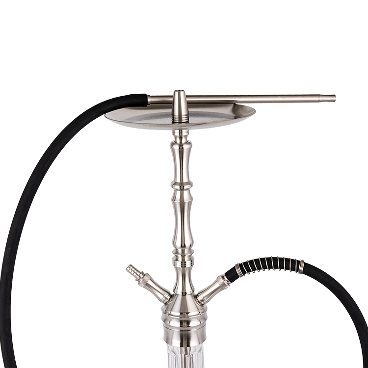 Hookah Dhá Pholl Cruach Dhosmálta Airgid Gloine Patrúnáilte 64cm