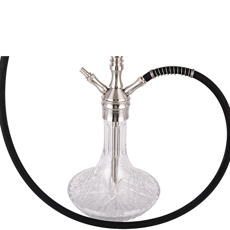 Hookah Dhá Pholl Cruach Dhosmálta Airgid Gloine Patrúnáilte 64cm