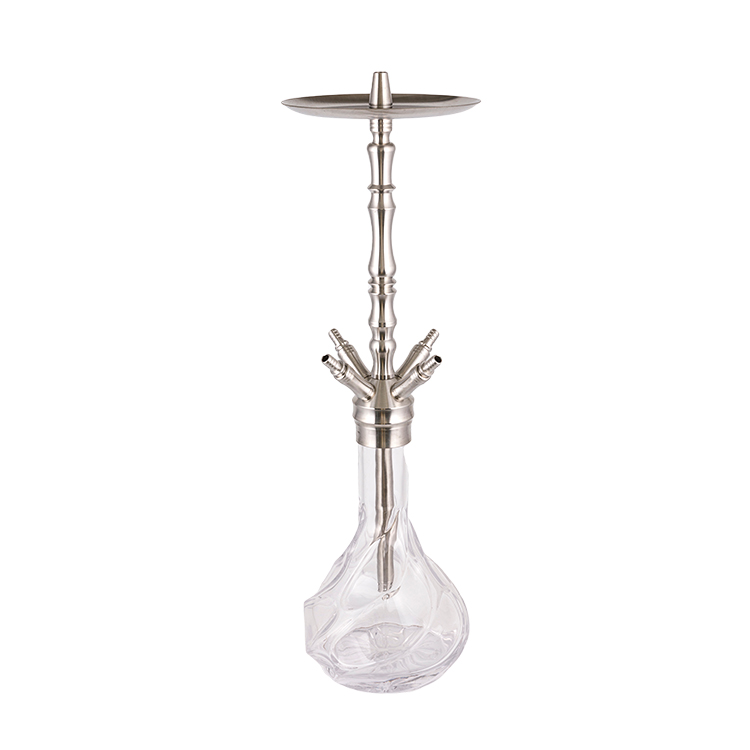 Hookah Ceithre Poll Cruach Dhosmálta Silver Gloine Patrúnáilte 64cm