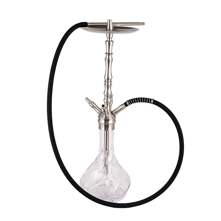 Hookah Ceithre Poll Cruach Dhosmálta Silver Gloine Patrúnáilte 64cm