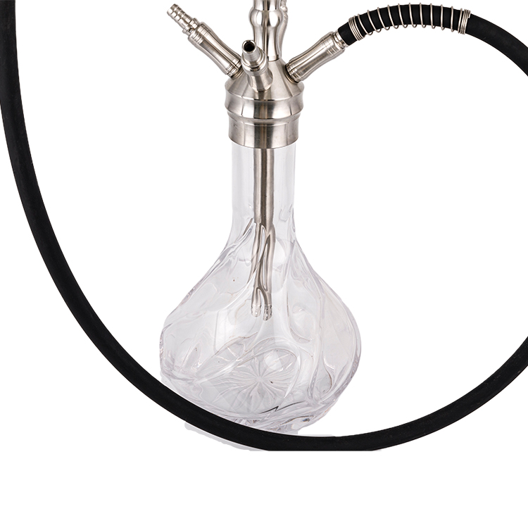 Hookah Ceithre Poll Cruach Dhosmálta Silver Gloine Patrúnáilte 64cm