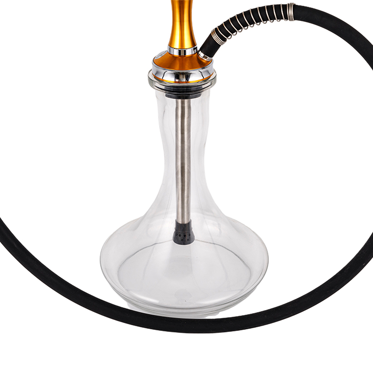 Gloine Pclear Alúmanam Cruach Dhosmálta Poll Aonair Rose Gold Hookah 56cm