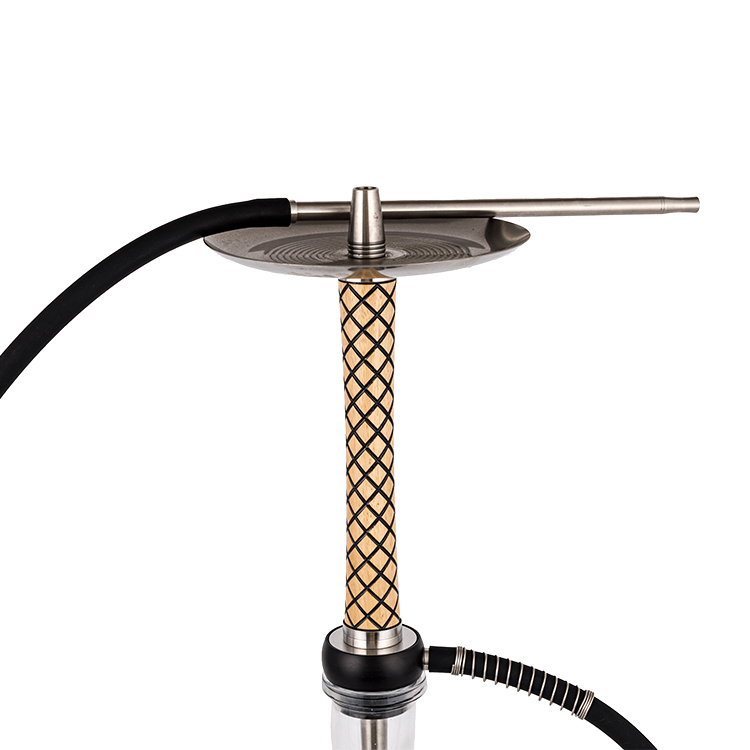 Adhmad Gloine Trédhearcach+Pom+Píopa Adhmaid Cruach Dhosmálta-1 Hookah Aonpholl 58cm