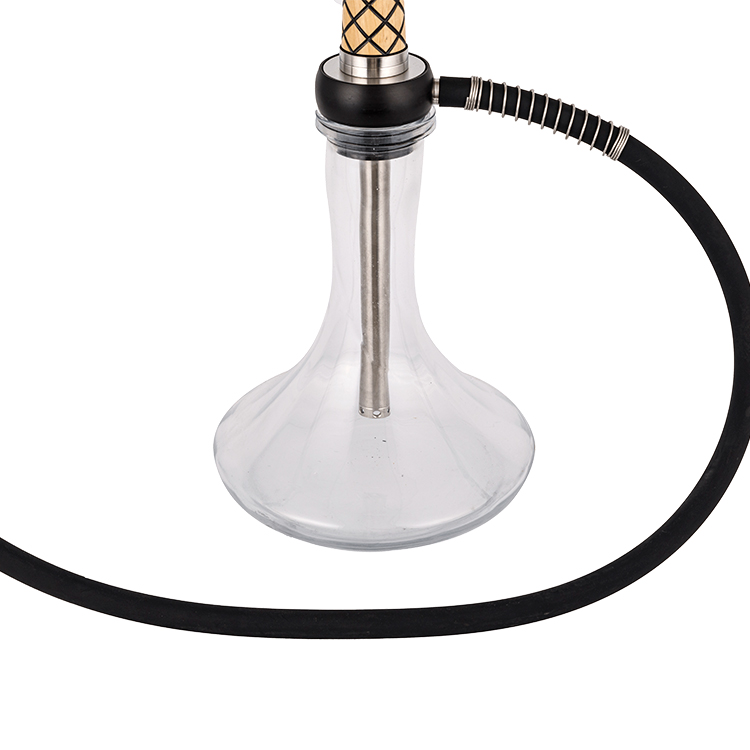 Adhmad Gloine Trédhearcach+Pom+Píopa Adhmaid Cruach Dhosmálta-1 Hookah Aonpholl 58cm