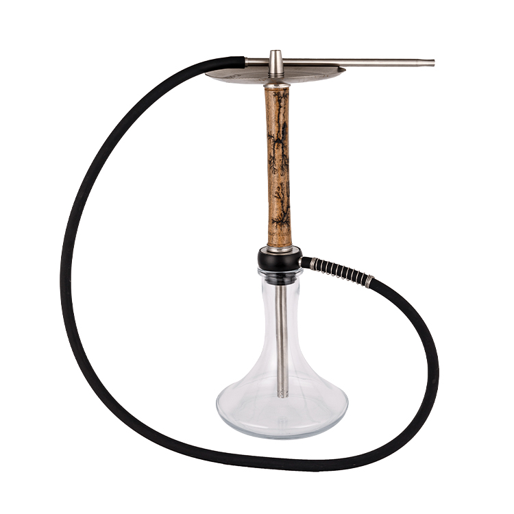 Adhmad Gloine Trédhearcach+Pom+ Feadán Adhmaid Cruach Dhosmálta-2 Hookah Aonpholl 58cm