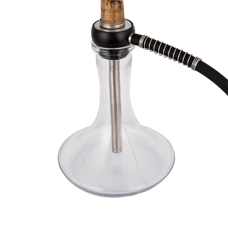 Adhmad Gloine Trédhearcach+Pom+ Feadán Adhmaid Cruach Dhosmálta-2 Hookah Aonpholl 58cm