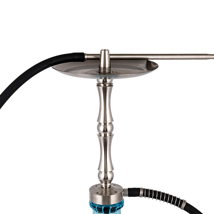 Gloine Patrúnachta Gorm Airgid Tube Miotail Cruach Dhosmálta-2 Hookah Poll Aonair 58cm