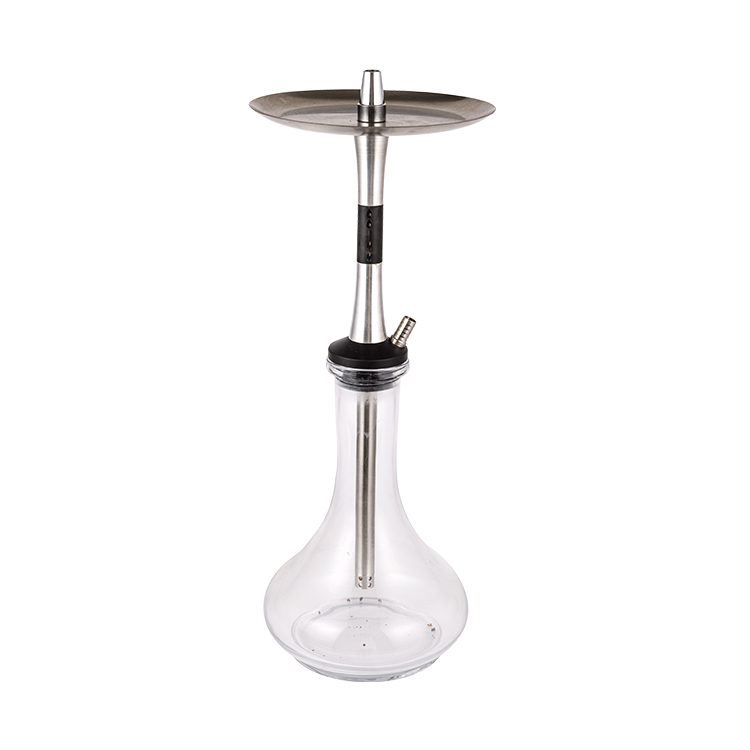 Pom Gloine Trédhearcach+Ábhar Cruach Dhosmálta Airgid+ Feadán Miotail Dubh-3 Hookah Aon-Pholl 56cm