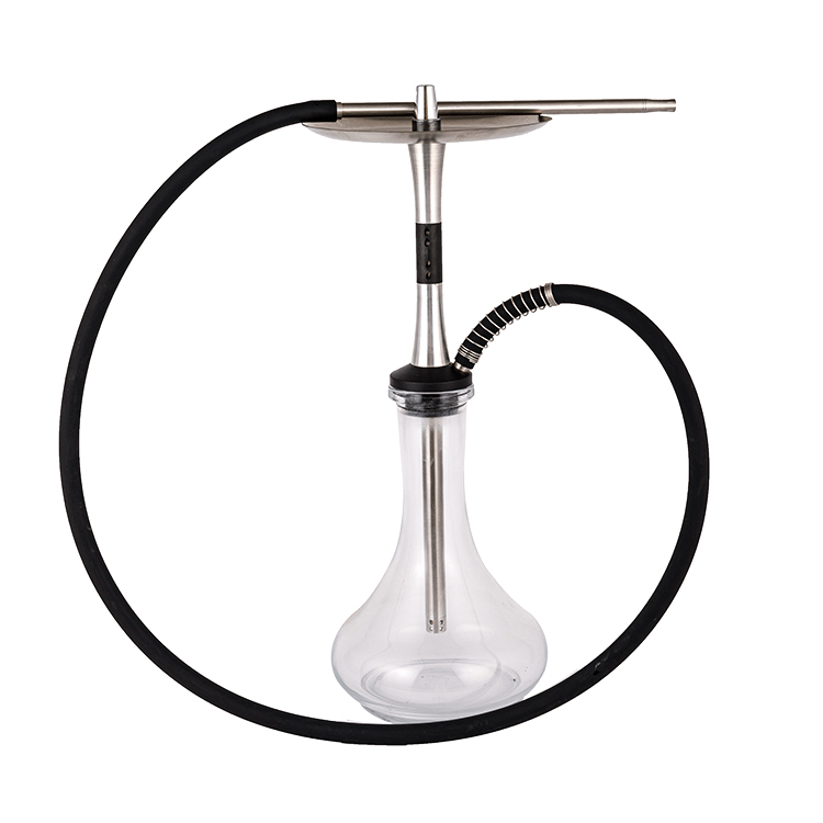 Pom Gloine Trédhearcach+Ábhar Cruach Dhosmálta Airgid+ Feadán Miotail Dubh-3 Hookah Aon-Pholl 56cm