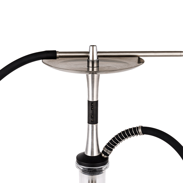 Pom Gloine Trédhearcach+Ábhar Cruach Dhosmálta Airgid+ Feadán Miotail Dubh-3 Hookah Aon-Pholl 56cm