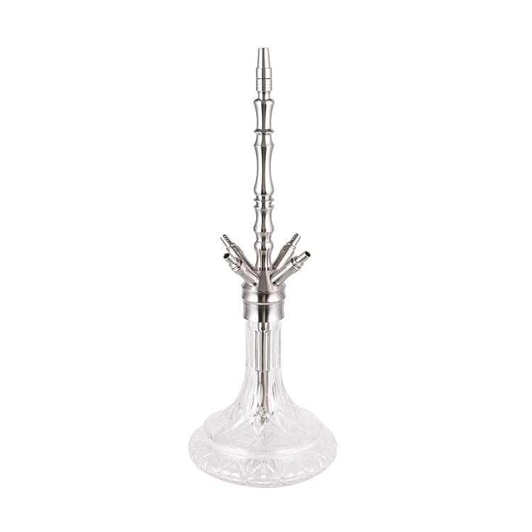 Silver Clear Cruach Dhosmálta Agus Móitíf Gloine Ceithre Poll Hookah 64cm