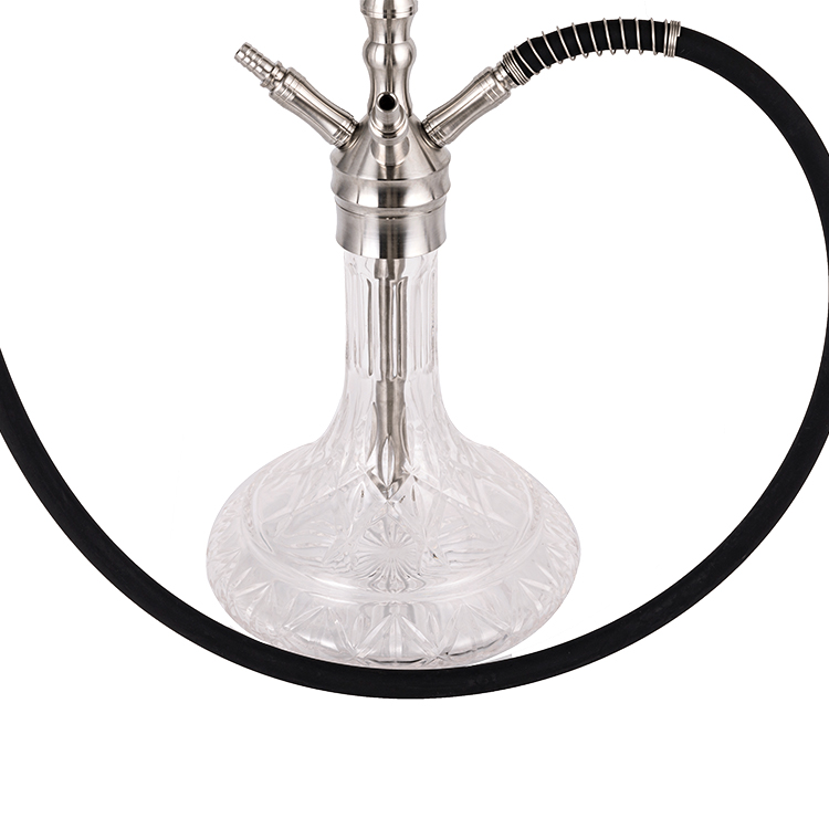 Silver Clear Cruach Dhosmálta Agus Móitíf Gloine Ceithre Poll Hookah 64cm