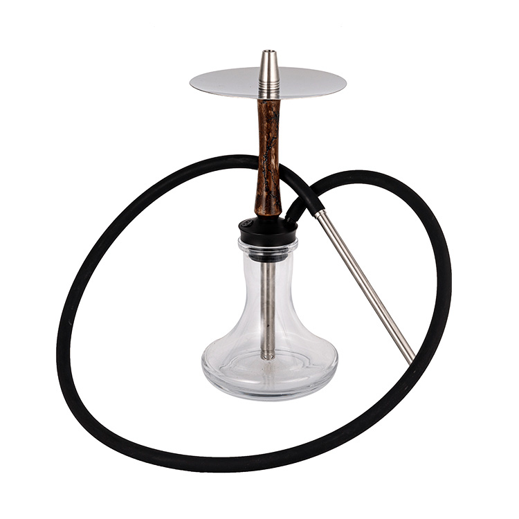 Adhmad Gloine Trédhearcach+Pom+ Ábhar Cruach Dhosmálta Feadán Adhmaid Poll Singil Hookah 40cm