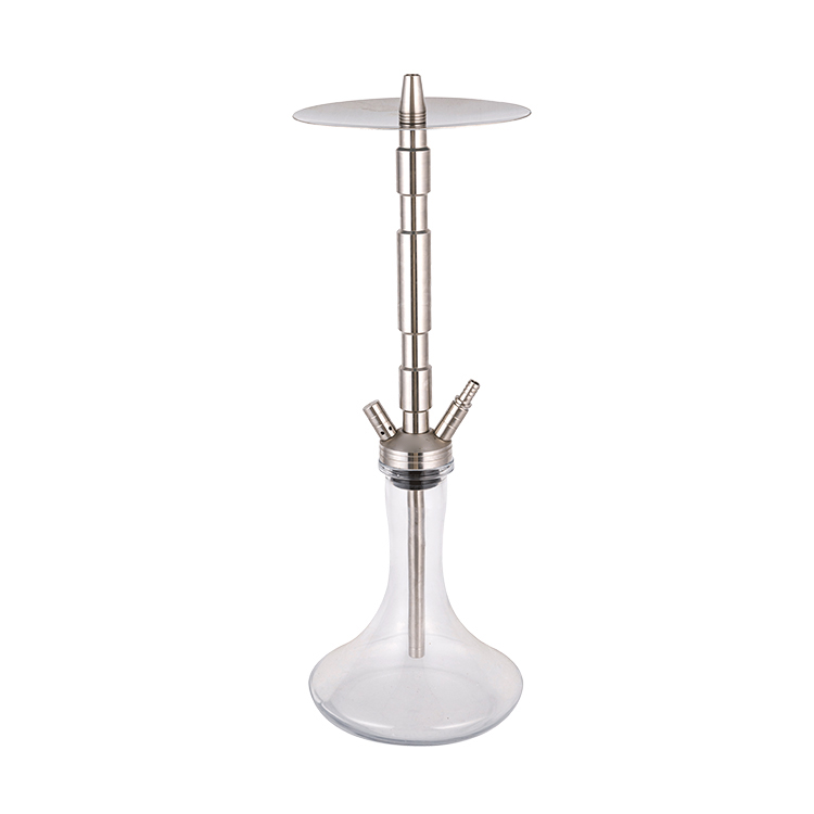 Gloine Geal Cruach Dhosmálta Airgid Dhá Pholl Hookah 58cm