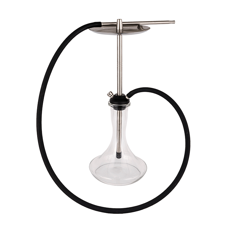 Pom Gloine Trédhearcach+ Poll Dúbailte Cruach Dhosmálta Hookah Airgid 56cm