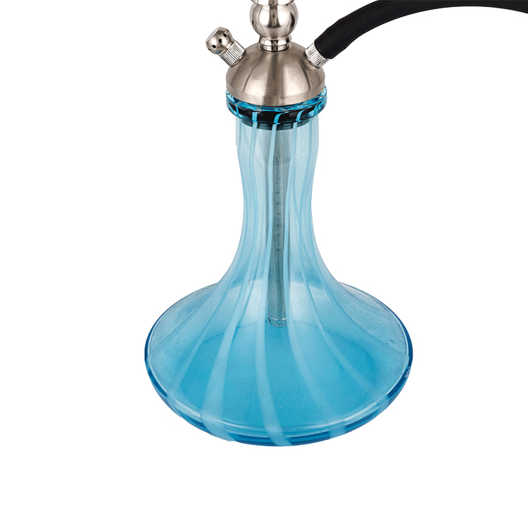 Hookah Poll Dúbailte Cruach Dhosmálta Gorm Gloine Silver 58cm