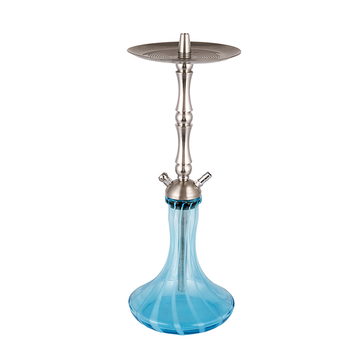 Hookah Poll Dúbailte Cruach Dhosmálta Gorm Gloine Silver 58cm