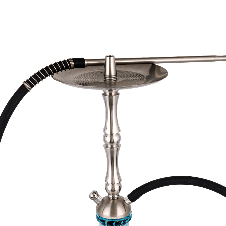 Hookah Poll Dúbailte Cruach Dhosmálta Gorm Gloine Silver 58cm